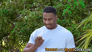 Hairy teen gets fingered, masturbates, and banged by big black cock