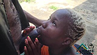 Naughtiest slutty queen received hot doggy from big fat cock and get cum all over her face