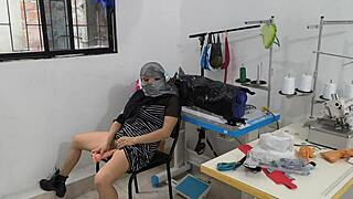 indian seamstress masturbates in the workshop