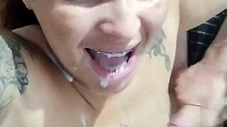 Husband pounds pussy hard and cums on tits