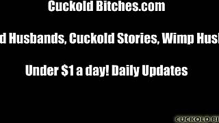 The wife turns her old husband into a cuckold bitch in this femdom session