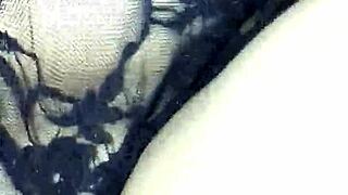 Fuck my girlfriend's ass with a plug in lingerie.