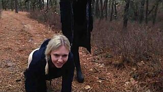 two sick perverts take bubble butt milf for a crawl into the woods