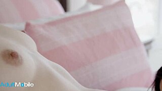 Natural brunette sits on sorority girl's face, moaning loudly.