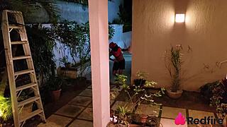 Thief surprises brunette's ass