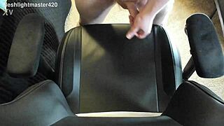 redhead teen masturbates in bedroom, huge cum spray close up