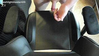 redhead teen masturbates in bedroom, huge cum spray close up