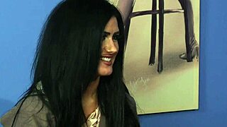 British femdom sub sucks cock in office