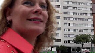 Chubby mature blonde caught in wild threesome action