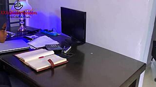 Horny teacher in hijab asks black student to fuck her on desk.