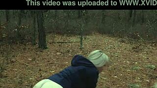 two sick perverts take bubble butt milf for a crawl into the woods