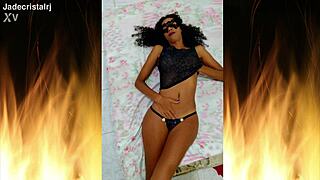 i met jade, this juicy brunette from rio with natural tits, and we got uncensored close up shots of her curly hair and amateur body