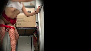 hey, why's this colombian nymph sneaking into club bathroom for action?