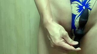 How does long anal plug training feel in gold leotard?