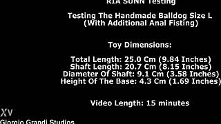 ria sunn tests huge dildo, gaping with anal fisting and ass to mouth