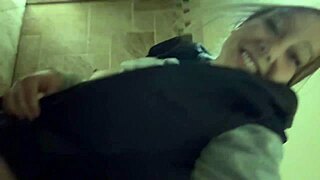 she flashed her boobs in the bathroom, got her wet pussy fucked by big cock