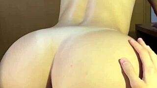 Perfect body of the babe while riding sideways