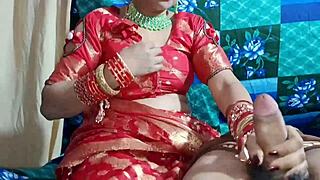 Indian girlfriend's dirty talk in bedroom handjob