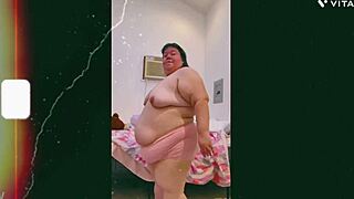 Mature old cougar does topless dance in front of cam