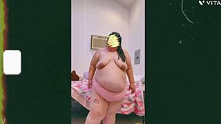 Mature old cougar does topless dance in front of cam