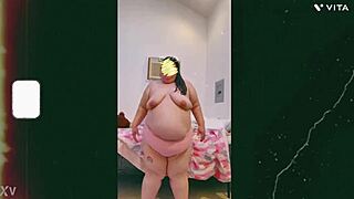 Mature old cougar does topless dance in front of cam