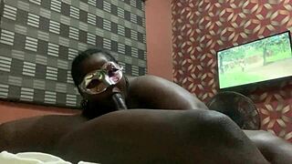 Girlfriend gives blowjob with tan lines