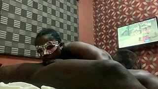 Girlfriend gives blowjob with tan lines