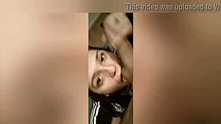 My girlfriend gives deepthroat blowjob