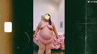 Mature old cougar does topless dance in front of cam