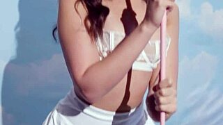 Teen beauty undressing for golf game