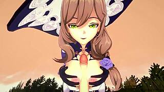 genshin impact lisa’s hot blowjob and titjob cumshot in hentai