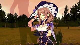 genshin impact lisa’s hot blowjob and titjob cumshot in hentai