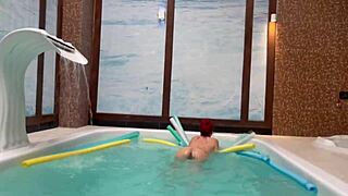 let's swim in the pool with my friend and enjoy the day