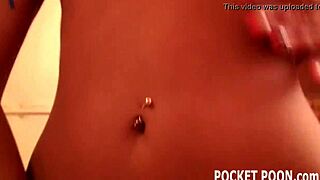 blonde college cutie in stockings gently massaging her clit in a cute solo session.