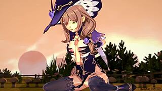 genshin impact lisa’s hot blowjob and titjob cumshot in hentai