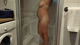 tanned stepsister flaunts body in hotel bathroom