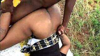 ebony amateurs get cumshot on ass from monster cock homemade