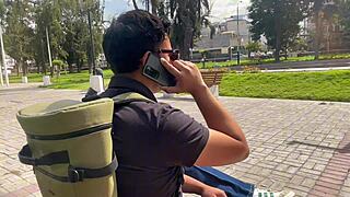 casting a young petite university student with small tits, licking and slapping in interview