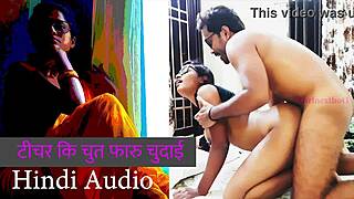 Teacher’s dirty chut gets torn up in wild indian aunt sex session