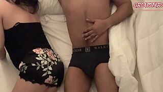 Scared stepdad bangs daughter while wife’s nearby