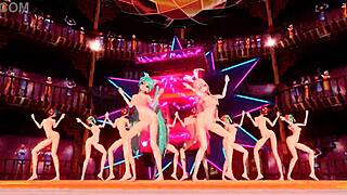 Hatsune Miku & Megurine Luka World End Dancehall With Big Tits!