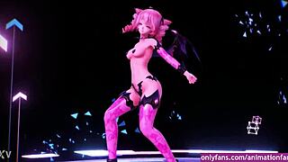 Anime chica dances sexy with wild Japanese flair