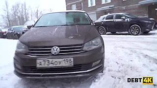 debt4k collector enjoys tender mouth and shaved pussy of adorable debtor in homemade setting