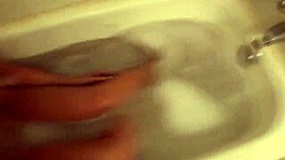 Misty rips clothes in bath! Blowjob close up!