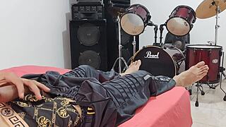 This tall amateur man dominates the camera with his monster cock masturbation session