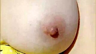 excited housewife flashes her big tits while driving outdoors