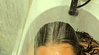 Hot wife delivers steamy bath blowjob and handjob with fiery nails