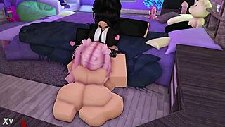 horny futanari mounts and throatfucks me in lesbian cartoon scene