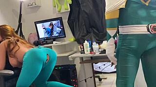 French femdom milking a sissy at the table with dirty talk 😈