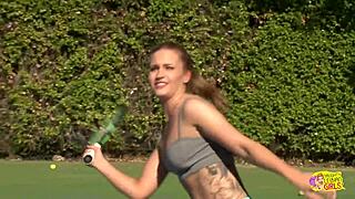 swimming in the pool turns two lesbian friends on so they bang hard outdoors 😏